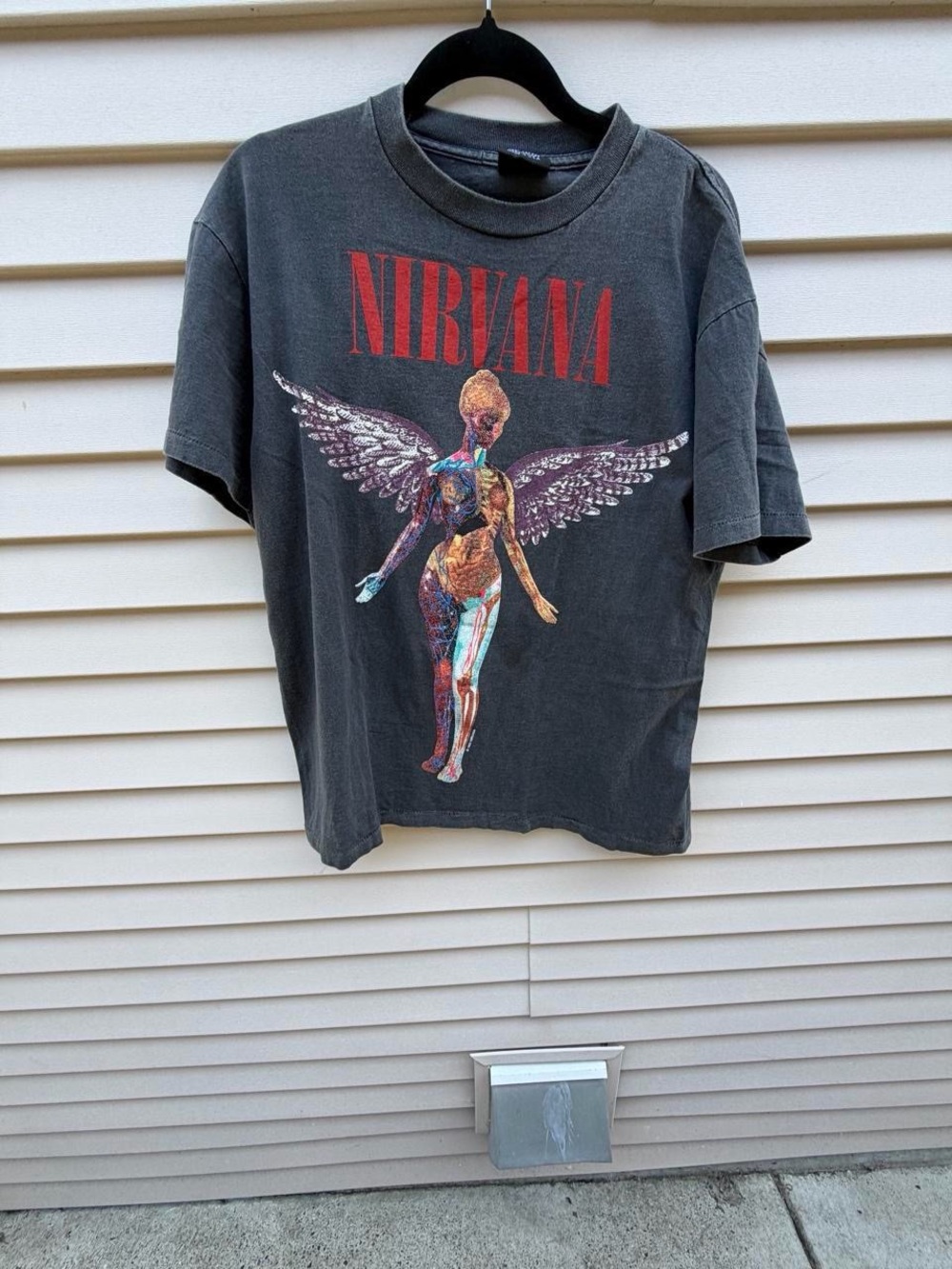 NIRVANA Black Tee with Red Logo Accent